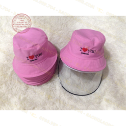 Mũ trùm đầu phòng dịch che mặt thời trang rộng vành màu hồng