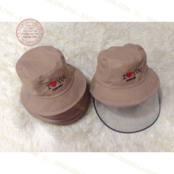 Mũ trùm đầu phòng dịch che mặt thời trang rộng vành màu nâu