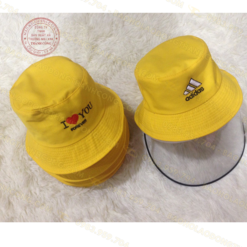 Mũ trùm đầu phòng dịch che mặt thời trang rộng vành màu vàng